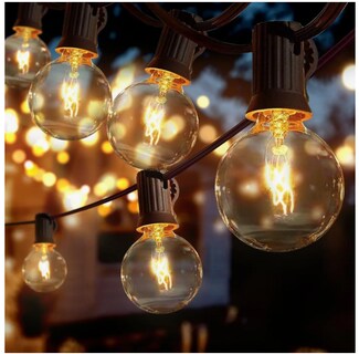 Foto 2 | Foto 2 | Guirnalda De Luces Exterior, 15metros 25+2 Focos Vidrio G40 Ip44 Blanco Cálido, Serie Luz Vintage Decorativas