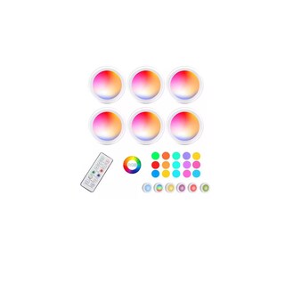 Foto 2 | Foto 2 | Lámpara Rgb Luz Led Armario Pared Noche Luz Con Remoto 6 Pzs Blanco