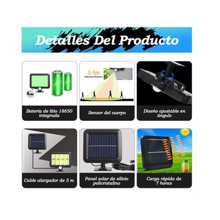 Foto 2 | Foto 2 | Par Lámpara Solar Exterior Pared Sensor 160led 3modos+remoto 60w Mod A Eo Safe Imports Esi-13257 Negro