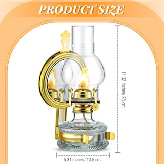 Foto 6 | Foto 6 | Lámpara De Queroseno Yexiya, De Vidrio Vintage, Montada En La Pared, 300 Ml (dorada) - Venta Internacional.