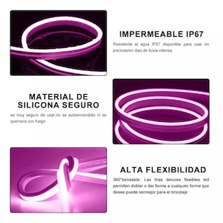 Foto 2 | Foto 2 | Tiras De Led 10m Luz Neón Flexible 24v Con Control Remoto Eo Safe Imports Esi-9452 Rosa