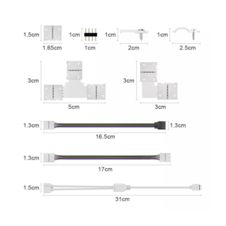 Foto 2 | Foto 2 | Conector de Broche para Unir Tira Led Rgb 4 Pines 10 mm 95 Piezas