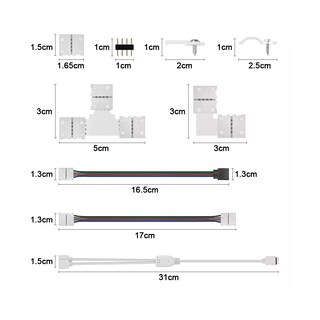 Foto 2 | Foto 2 | Set Conectores Broche para Unir Tira Led RGB 4 Pines Eo Safe Imports ESI-10830 10 mm 95 Piezas