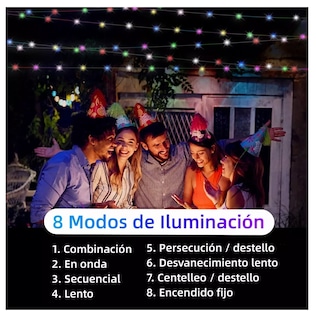 Foto 5 | Foto 5 | Cadena De Luces Solares 120 Led Jardín Exterior 3 Piezas