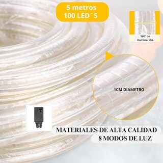 Foto 4 | Foto 4 | Manguera De Luz Led Luxvi 5m 8 Modos 100 Led's Impermeable Ip65 Blanco Frío