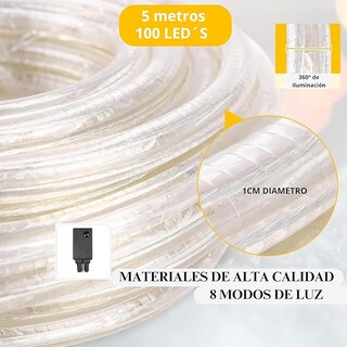 Foto 4 | Foto 4 | Manguera De Luz Led Luxvi 5m 8 Modos 100 Led's Impermeable Ip65 Blanco Cálido (4pzs)