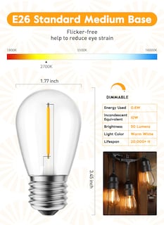 Foto 2 | Foto 2 | Bombillas Led Minetom S14, 2 W, 15 Unidades, 2700 K, E26, E27, 120 V - Venta Internacional.