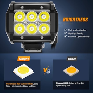 Foto 3 | Foto 3 | Barra De Puntos De Luz Led Nilight De 18 W, 1260 Lm, 24 V, 12 V, 4 Unidades - Venta Internacional.