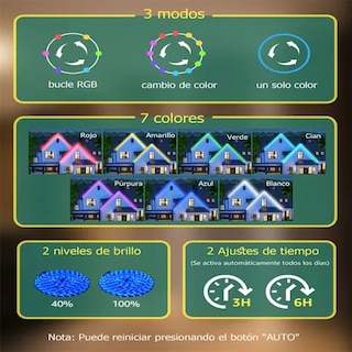Foto 3 | Foto 3 | Tiras Led Solar Exterior 20m Rgb 200w Ip65 Impermeable