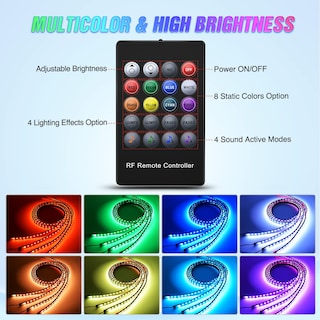Foto 3 | Foto 3 | Tiras Decorativas De Neón Para Coche Underglow Nilight, 252 Led Rgb - Venta Internacional.