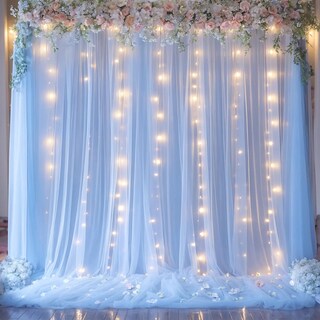 Foto 2 | Foto 2 | Cortinas De Telón De Fondo Suppromo De Tul Azul Con Luces, 6 X 2,4 M, 4 Paneles - Venta Internacional.