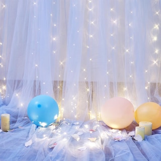 Foto 5 | Foto 5 | Cortinas De Telón De Fondo Suppromo De Tul Azul Con Luces, 6 X 2,4 M, 4 Paneles - Venta Internacional.