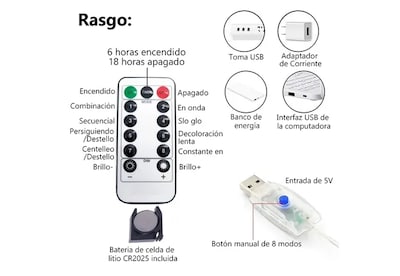 Foto 4 | Foto 4 | Xtellar Cortina De Luces Led 300 Piezas 3*3m, 8 Modos, Usb, Ideal Para Decoración Atractiva Y Encantadora
