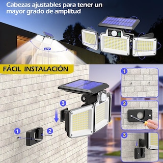 Foto 5 | Foto 5 | Lámpara Solar Exterior 280 Leds Con Sensor De Movimiento 3 Modos De Iluminación Impermeable Ip65 Y Control Remoto
