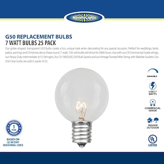 Foto 7 | Foto 7 | Bombillas De Repuesto Novelty Lights G50 Globe 7 W E17/c9 Paquete De 25 - Venta Internacional.