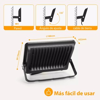 Foto 6 | Foto 6 | Reflector Led 100w Slim Ip65 Negro Luz Blanco Fro Exterior