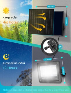 Foto 4 | Foto 4 | Lámpara Led Solar Para Exteriores, 50w, Ip65 Impermeable, Luz Blanca Fría, Recargable Con Luz Tenue, Negro, Aigostar