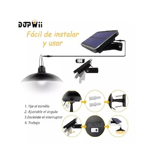 Foto 3 | Foto 3 | Lámpara Solar Recargable Luz Solar Exterior con 3 Luces LED Negro