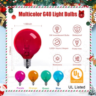 Foto 4 | Foto 4 | Bombillas Navideñas De Repuesto Brightown G40, 5 W, 25 Unidades - Venta Internacional.