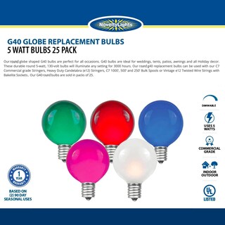 Foto 7 | Foto 7 | Bombillas Globe Para Exteriores Novedosas G40 Multicolor 25 Unidades - Venta Internacional.