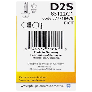 Foto 2 | Foto 2 | Bombilla Para Faros Delanteros Philips 85122c1 D2s Estándar De Xenón Hid, Paquete De 1 Unidad - Venta Internacional.