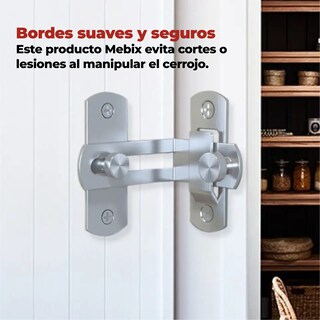Foto 5 | Foto 5 | Cerrojo y Pestillo de Puerta Deslizante de Acero Inoxidable color Plata