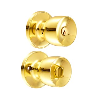 Foto 1 | Foto 1 | Pomo Tubular Copa Recta Función Baño, Latón Brillante, Llave Estándar, Blíster Lock