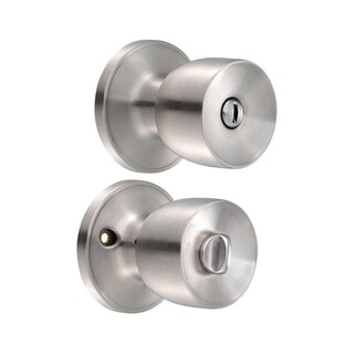 Foto 1 | Foto 1 | Pomo Tubular Copa Recta Función Baño, Latón Antiguo, Llave Estándar, Blíster Lock
