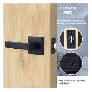 Foto 4 | Foto 4 | Cerradura Negra Lab.g Con Manija Cuadrada O Puerta De Dormitorio Negra