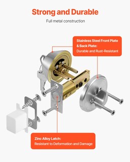 Foto 4 | Foto 4 | Deadbolt Lock Vevor, Redondo, Monocilíndrico, Níquel Satinado - Venta Internacional.