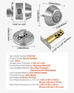 Foto 7 | Foto 7 | Deadbolt Lock Vevor, Redondo, Monocilíndrico, Níquel Satinado - Venta Internacional.