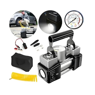 Foto 1 | Foto 1 | Compresor Aire Doble 2 Piston Cilindro 12v Metal Auto Eo Safe Imports Esi-18773 Negro