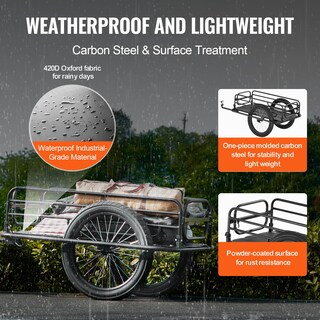 Foto 2 | Foto 2 | Remolque De Carga Para Bicicleta Vevor, 125 Kg, Capacidad De Carga Plegable De 20 Pulgadas - Venta Internacional.