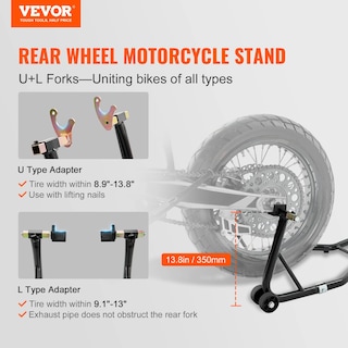 Foto 3 | Foto 3 | Soporte De Rueda Trasera Para Motocicleta Vevor, 850 Libras De Capacidad, Negro - Venta Internacional.