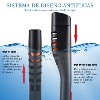 Foto 3 | Foto 3 | Máscara Snorkel de Buceo de Cara Completa Doble Tubo Sangkee H100015 color Negro