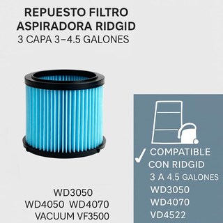 Foto 6 | Foto 6 | 4 Filtros De Repuesto Para Aspiradora J0408 | Compatible Con Ridgid Vf3500 | Para Aspiradoras De 3 A 4.5 Galones