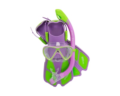 Foto 1 | Foto 1 | Set Cressi Mini Bonete para Snorkeling con Aletas/ Visor/ Tubo para Niño talla 21/ 24 Mx color Púrpura