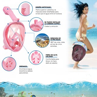 Foto 2 | Foto 2 | Máscara de Snorkel Generac Rosa con Accesorios