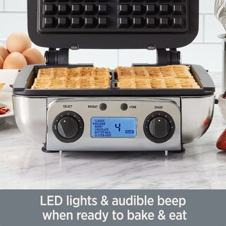 Foto 5 | Foto 5 | Máquina Para Hacer Gofres Totalmente Revestida Eléctrica De Acero Inoxidable, 4 Rebanadas - Venta Internacional.