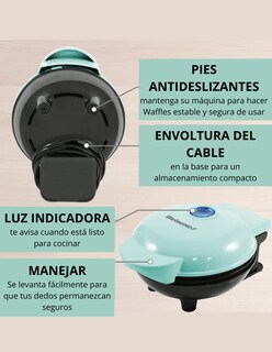 Foto 3 | Foto 3 | Miniwaflera Eléctrica Elite Gourmet Azul Antiadherente 11.5 cm