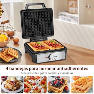 Foto 7 | Foto 7 | Waflera Eléctrica Antiadherente 4 Rebanadas Hacer Desayunos Color Negro Aigostar