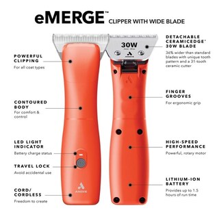 Foto 3 | Foto 3 | Andis Emerge Rasuradora Clipper Naranja Con Cuchilla De 30 W