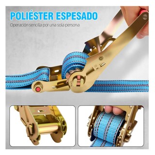 Foto 2 | Foto 2 | 2pcs Eslinga Matraca 6cm*12m 8000kg Con Ganchos Remolque Belug Azul