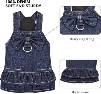 Foto 1 | Foto 1 | Vestido Tipo Arnés Para Perros Huoguo, De Mezclilla Azul, Para Perros Pequeños Y Niña - Venta Internacional.