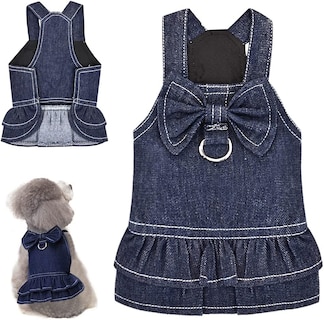 Foto 5 | Foto 5 | Vestido Tipo Arnés Para Perros Huoguo, De Mezclilla Azul, Para Perros Pequeños Y Niña - Venta Internacional.