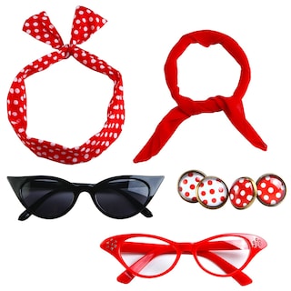 Foto 1 | Foto 1 | Set De Accesorios De Disfraz Aneco, Paquete De 6 Pañuelos De Chifón De Los Años 50, Color Rojo - Venta Internacional.