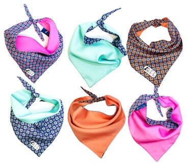 Foto 1 | Foto 1 | Kit 3 Bandanas Artesanales Para Perro Bff 005-rombos Rosa Paliacate Doble Vista 6 Looks Diferentes.