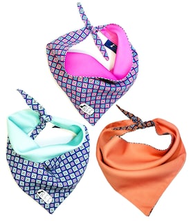 Foto 3 | Foto 3 | Kit 3 Bandanas Artesanales Para Perro Bff 005-rombos Rosa Paliacate Doble Vista 6 Looks Diferentes.