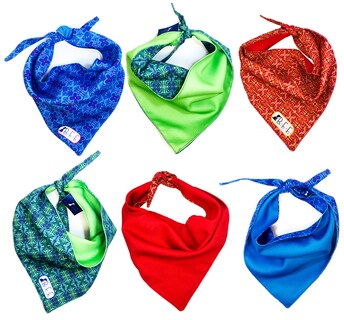 Foto 1 | Foto 1 | Kit 3 Bandanas Artesanales Para Perro Bff 001-huichol Azul Paliacate Doble Vista 6 Looks Diferentes.