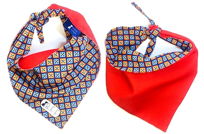Foto 7 | Foto 7 | Kit 3 Bandanas Artesanales Para Perro Bff 006-rombo Azul Paliacate Doble Vista 6 Looks Diferentes.